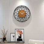 Contemporary Wall Clock with Wooden Grain Center Accent