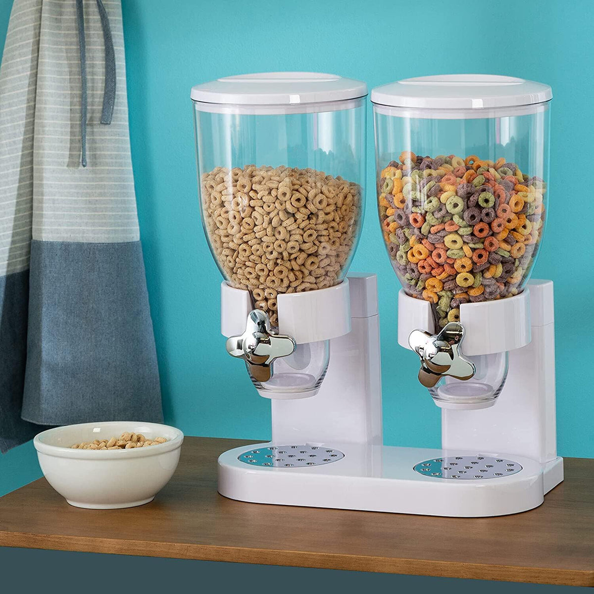 Cereal Dispenser Dual Canister Portion-Control Acrylic