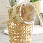 Handcrafted Rattan Planter with Wooden Legs - Bohemian Bamboo Flower Stand