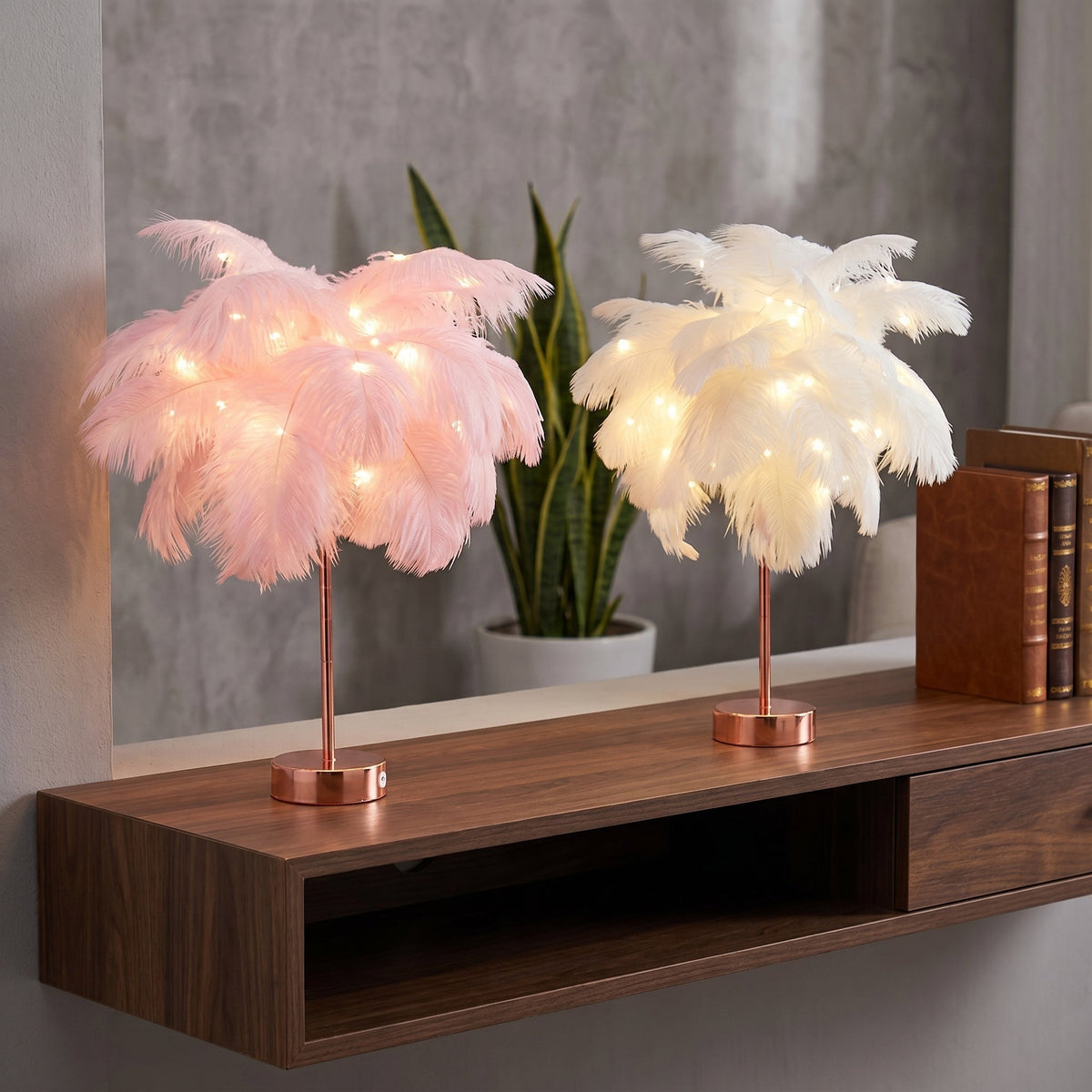 Feather Accent Lamp for Living Room and Bedroom Decor