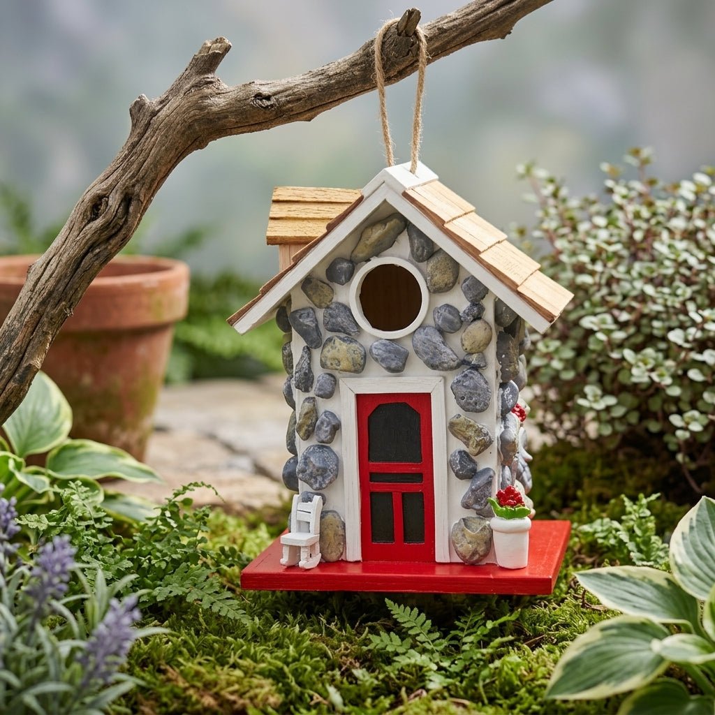 Stone-Look Hanging Birdhouse for Decorative Use