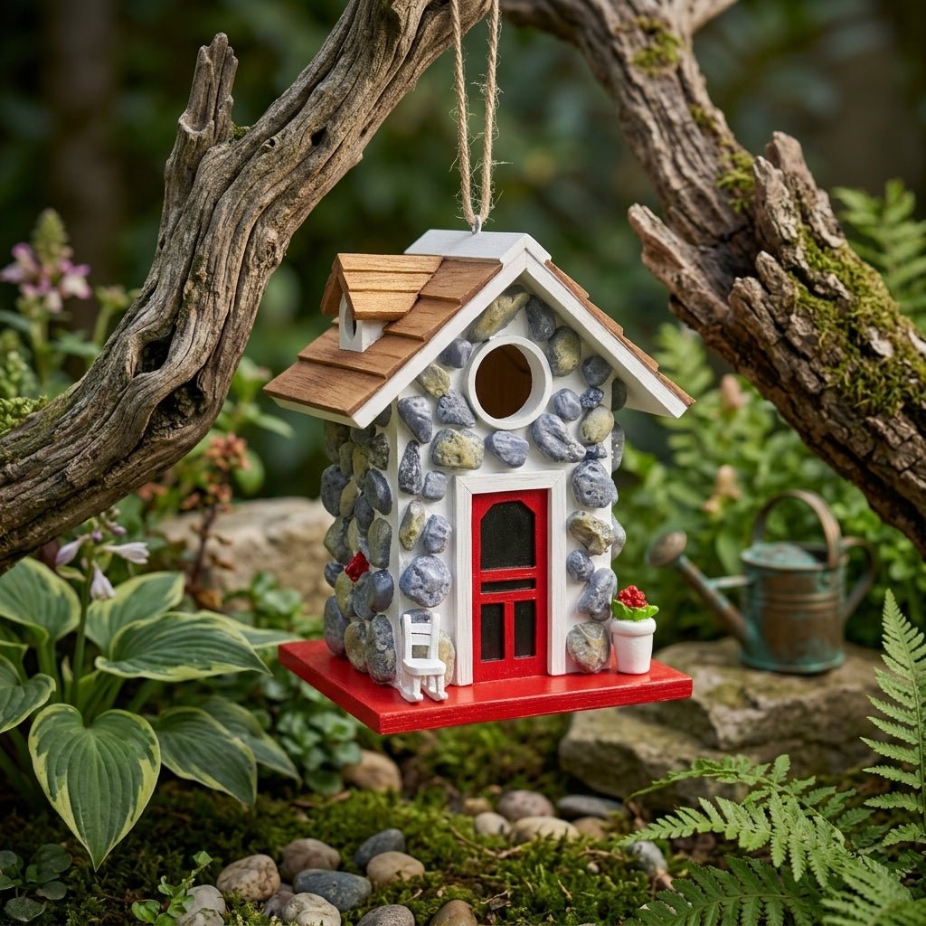 Stone-Look Hanging Birdhouse for Decorative Use