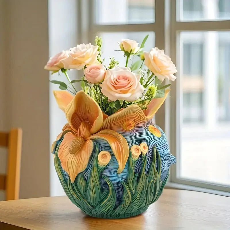 Artistic Round Vase for Flowers – Decorative Home Accent