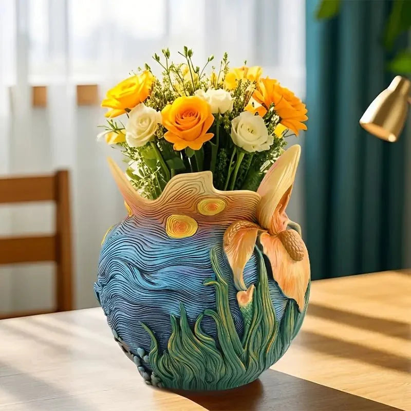 Artistic Round Vase for Flowers – Decorative Home Accent