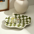 Checkered Pattern Serving Tray – Decorative Home Accent