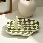 Checkered Pattern Serving Tray – Decorative Home Accent