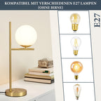 Contemporary Table Lamp with Gold Finish and White Glass Sphere