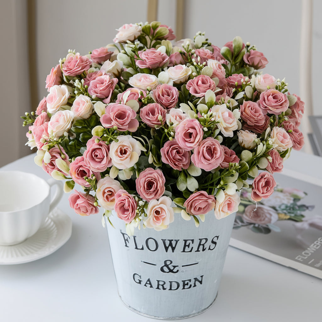 Decorative Hanging Basket with Artificial Roses for Mother's Day
