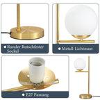 Contemporary Table Lamp with Gold Finish and White Glass Sphere