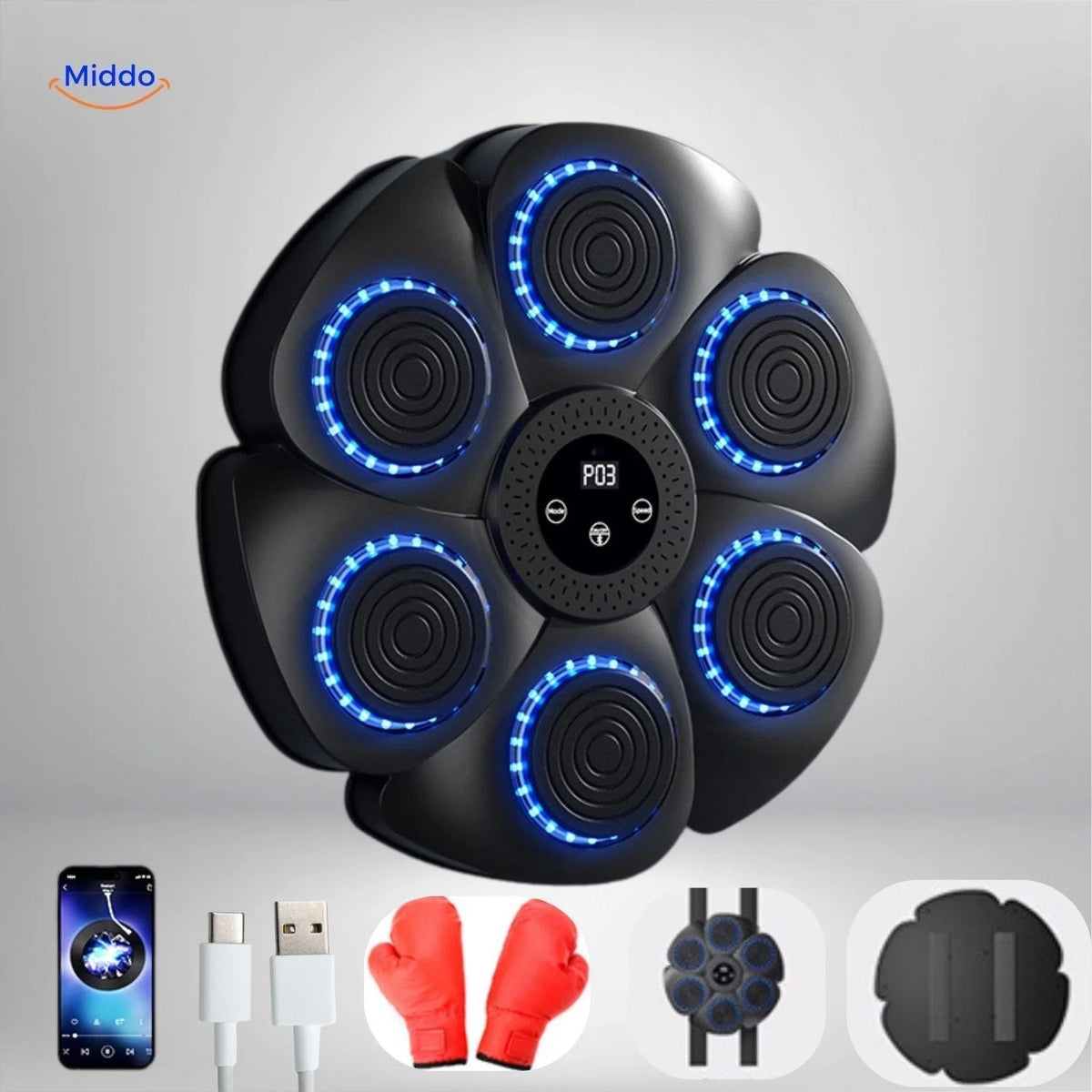 Smart Boxing Machine Interactive RGB Lighting & USB Rechargeable