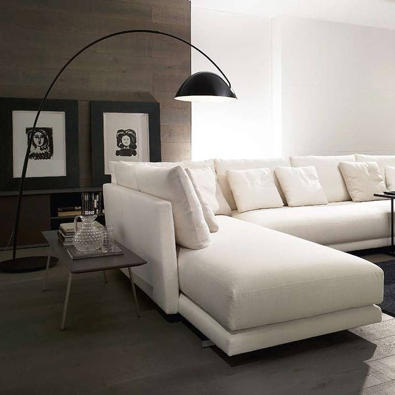 Arc Shaped Floor Lamp in Black Metal with Circular Base