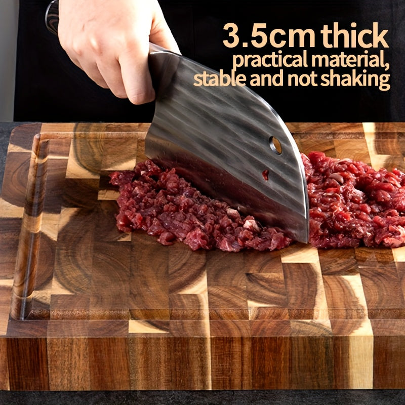 End Grain Chopping Block – Durable Acacia Wood Cutting Board for Kitchen
