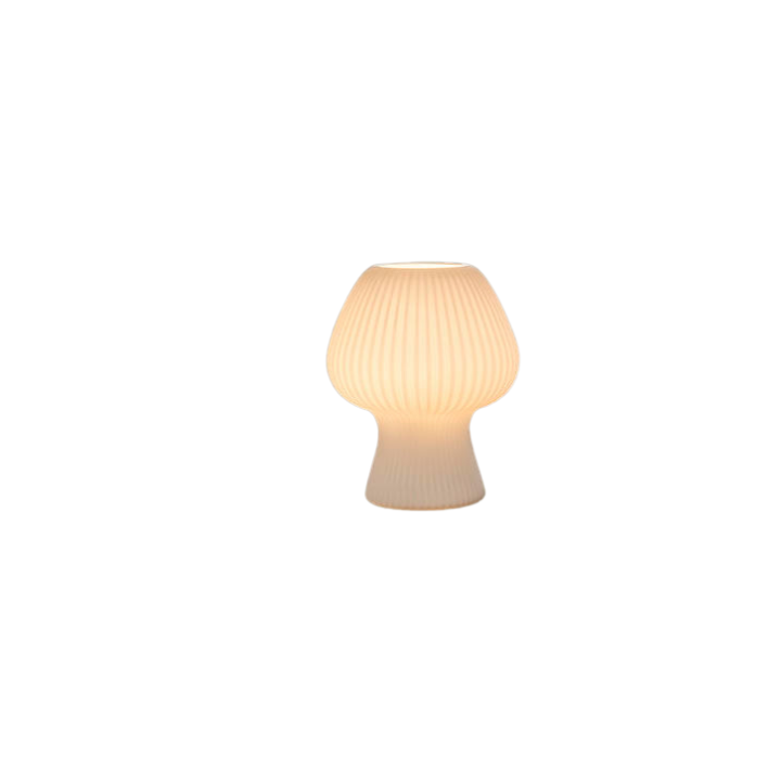 Mushroom-Shaped Glass Lamp – Vintage Ribbed Design for Bedside Use
