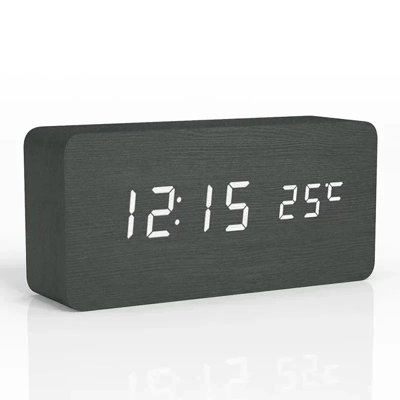 Alarm Clock with Digital Display and Temperature Indicator