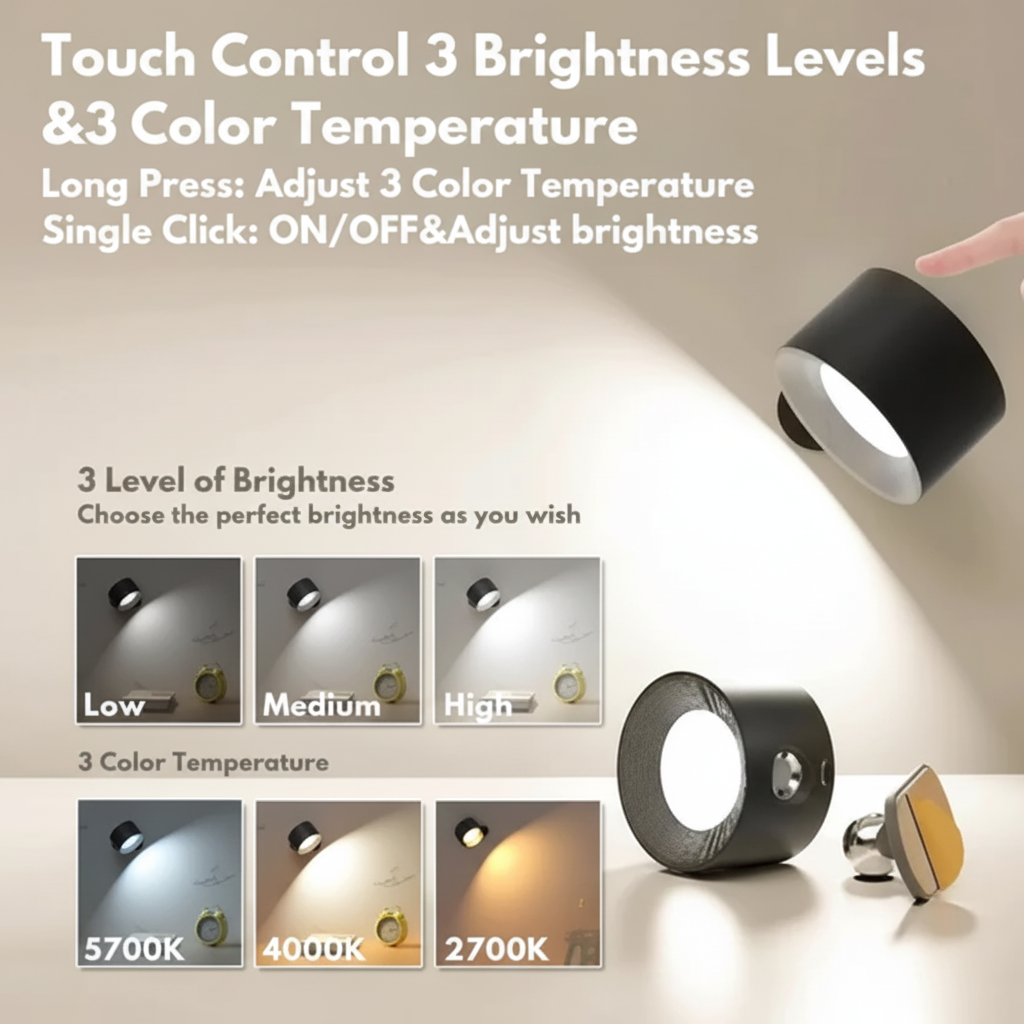 Rechargeable LED Wall Light with Adjustable Magnetic Base