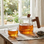 Elegant Heat-Resistant Glass Teapot with Wooden Handle