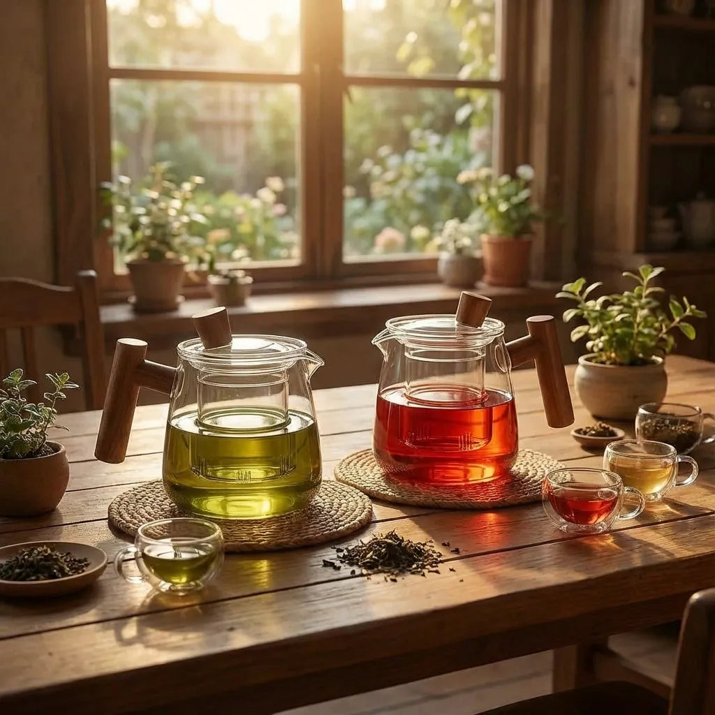 Elegant Heat-Resistant Glass Teapot with Wooden Handle