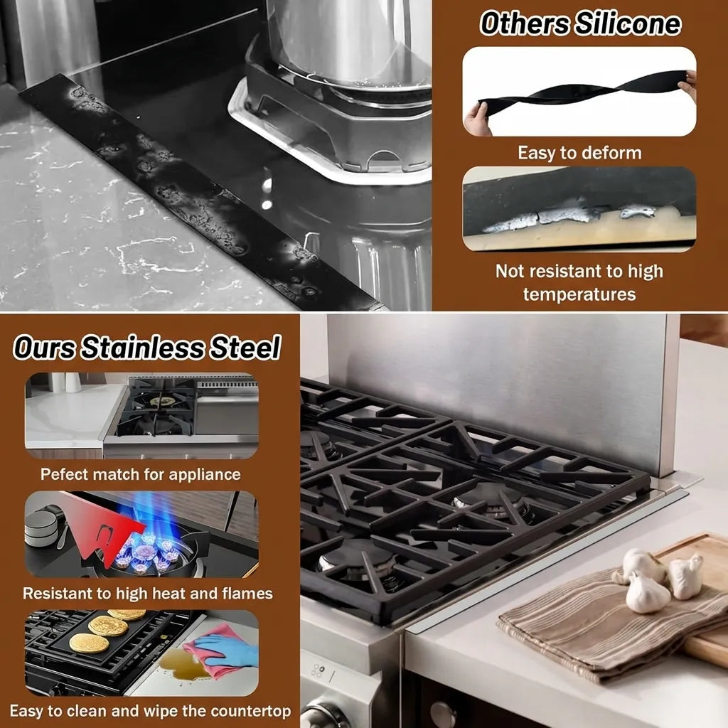 Sleek Stainless Steel Kitchen Gap Shields
