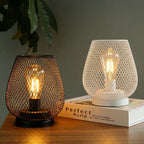 Metal Grid Design Wireless Lamp with Drop-shaped Shade