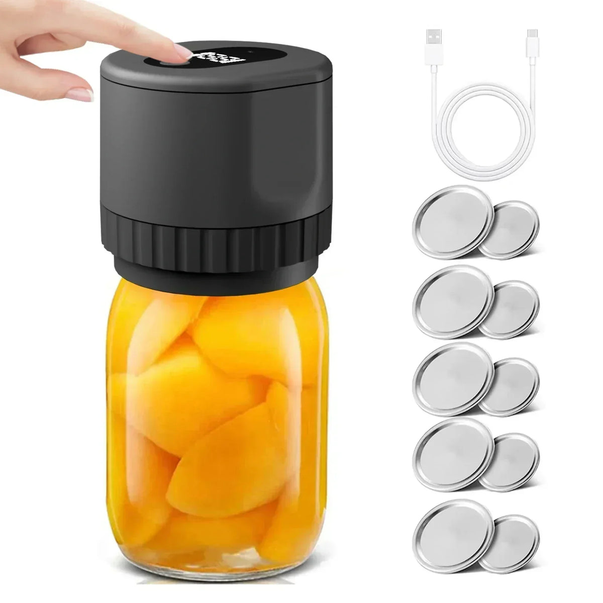 Mason Jar Vacuum Sealer One-Button Airtight Standard & Wide-Mouth