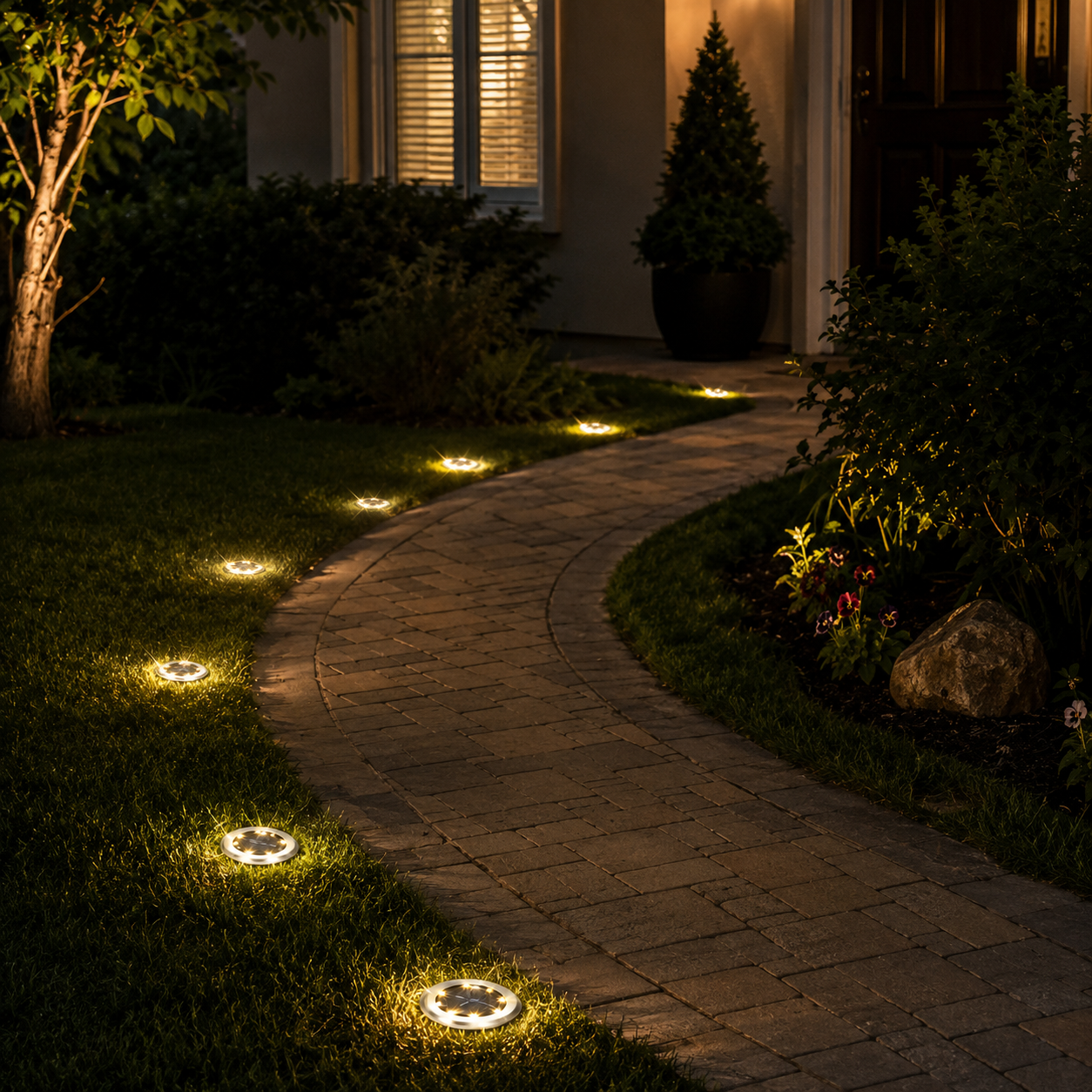 Solar-Powered Weatherproof Stainless Steel Ground Spotlight (8 LEDs)