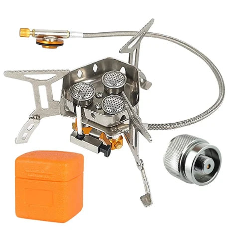 Camping Gas Stove Windproof Compact Stainless Steel & Aluminum