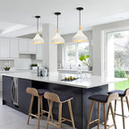 Teardrop Pendant Lighting Fixture – Metal and Wood Hanging Lamp