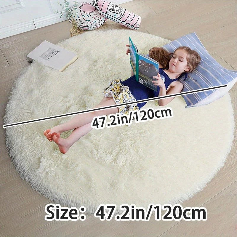Round Fluffy Rug Ultra-Soft Polyester Non-Slip & Machine Washable