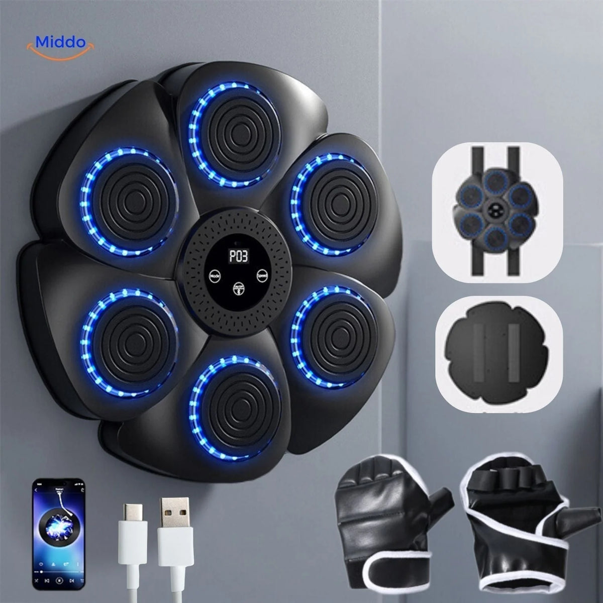 Smart Boxing Machine Interactive RGB Lighting & USB Rechargeable