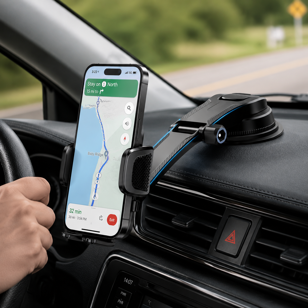 360° Rotatable & Adjustable Car Phone Holder (Dashboard Mount)