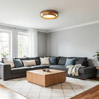 Walnut Finish Round Metal Ceiling Light (Triac Dimmable)