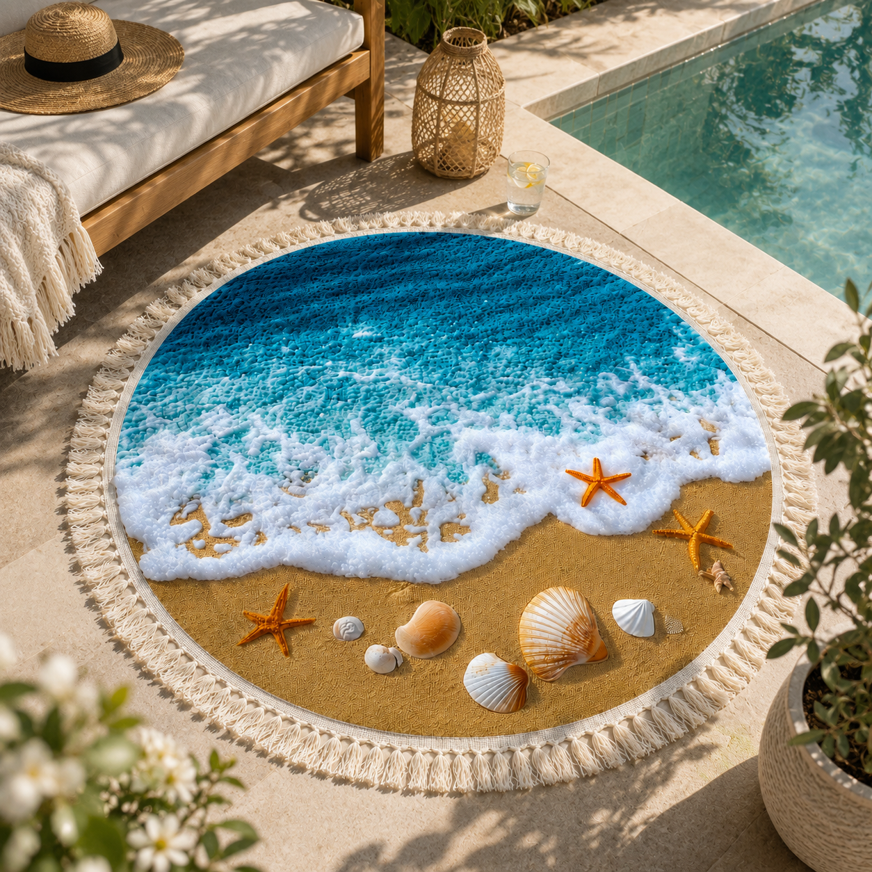 Quick-Drying Low-Sand Round Beach Towel (150 cm)