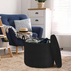 Storage Basket Large Cotton Rope Collapsible Lid & Handles