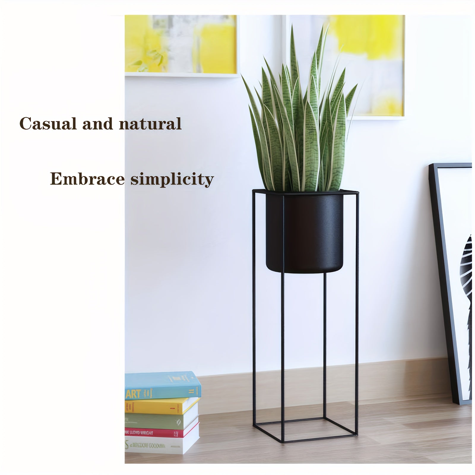 Contemporary Black Rectangular Plant Holder for Indoor Use