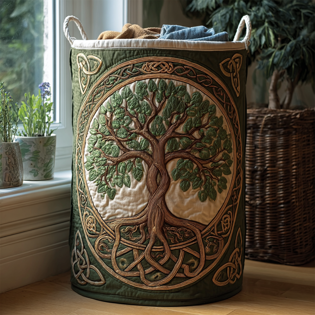 Quilted Cotton-Polyester Self-Standing & Foldable Laundry Basket
