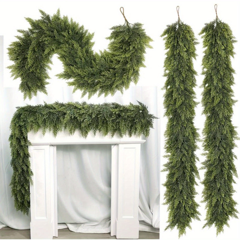 Artificial Green Christmas Garland for Mantle and Stair Decoration