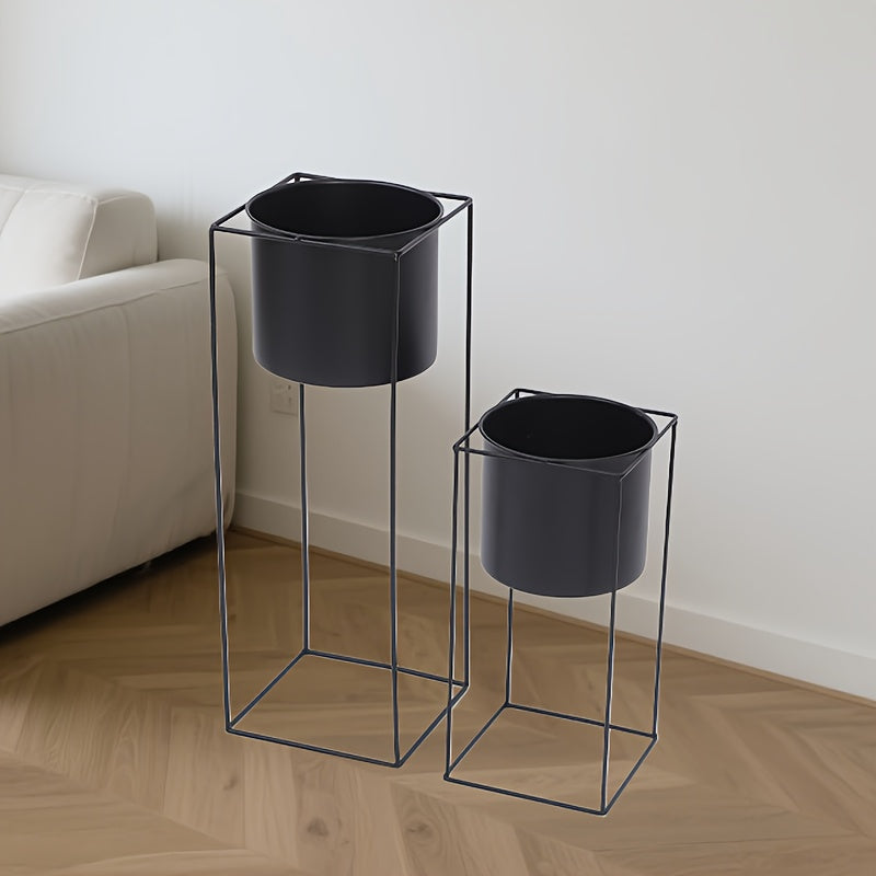 Contemporary Black Rectangular Plant Holder for Indoor Use