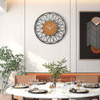 Contemporary Wall Clock with Wooden Grain Center Accent
