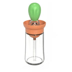 Oil Dispenser Bottle Push-Top Silicone Brush Glass Body