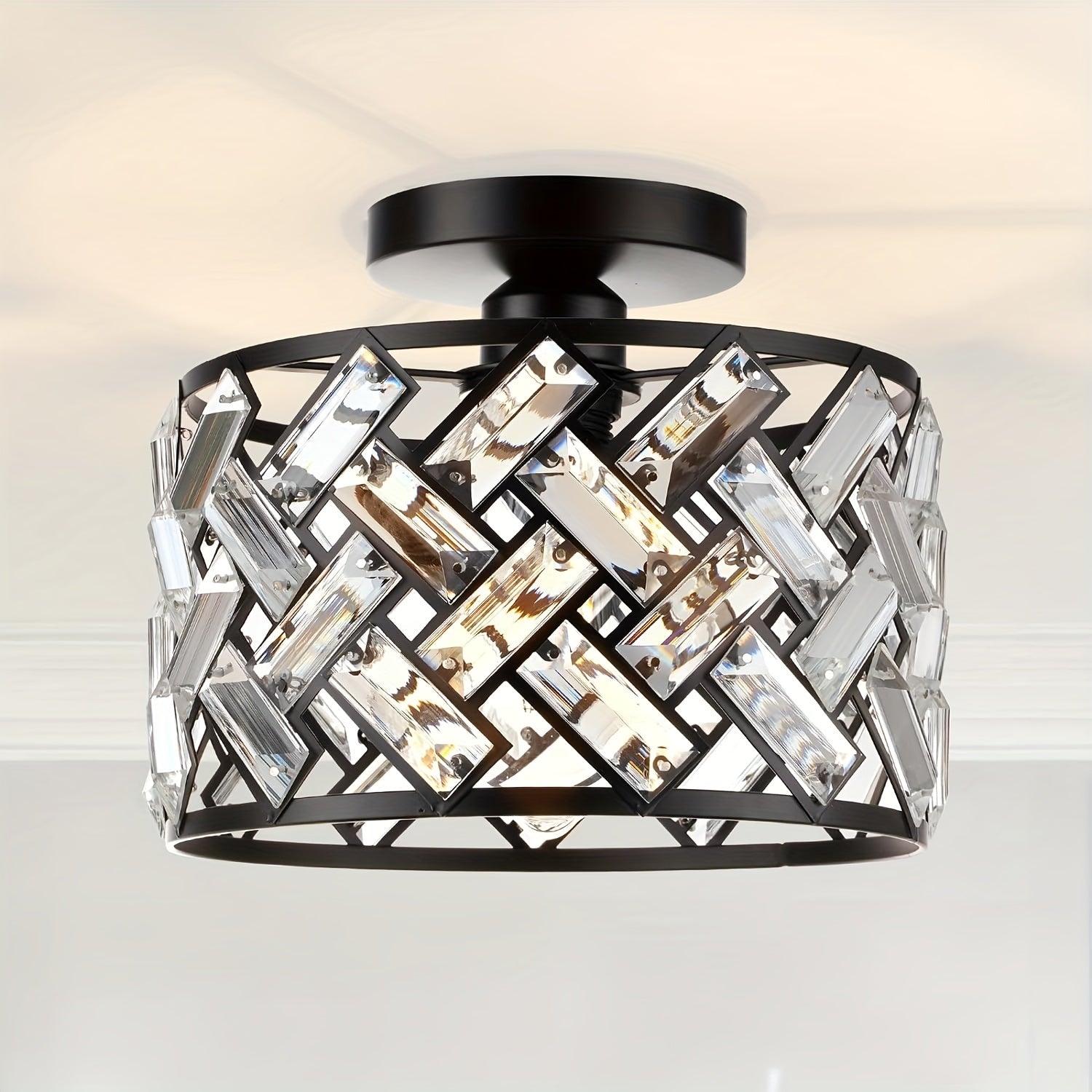 Elegant Semi Flush Mount Ceiling Light with Modern Crystal Design