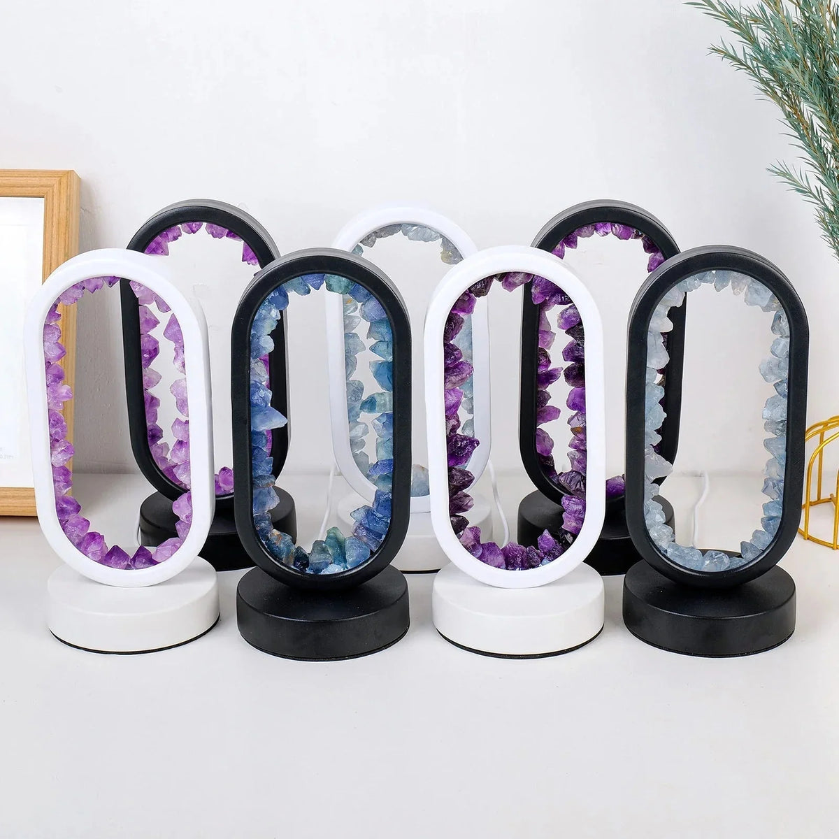Crystal Lamp Handcrafted Natural Amethyst Ambient Light