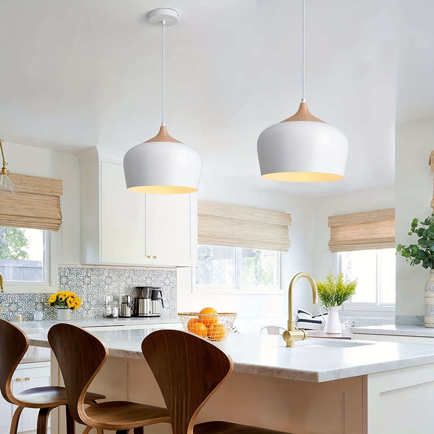 Scandinavian Style Pendant Lamp | Iron and Wood Texture Design