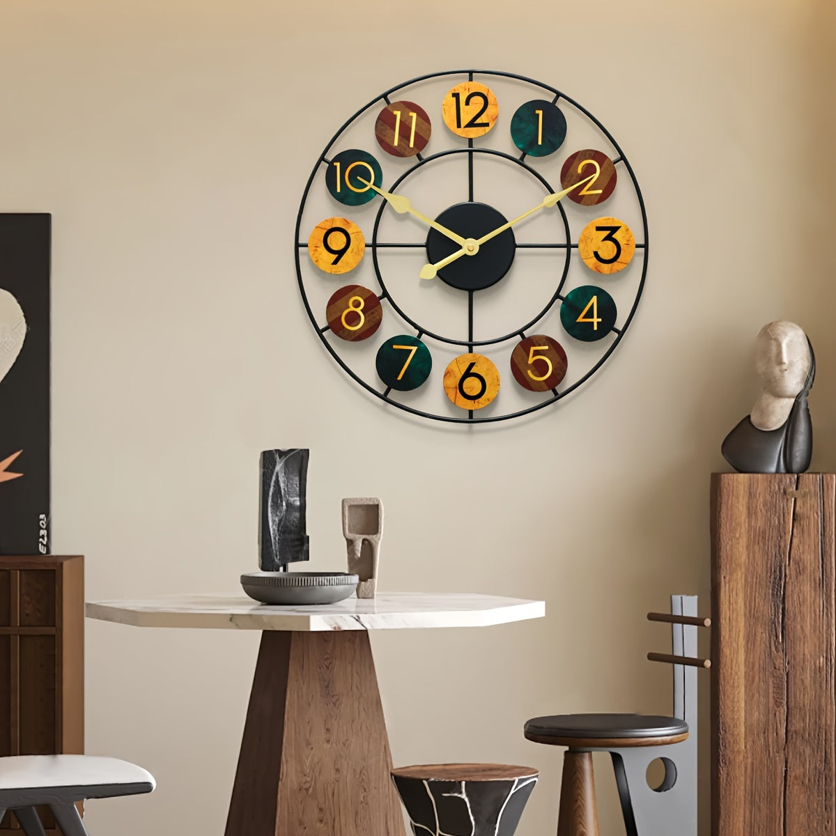Vintage Iron Wall Clock in Bright Colors | Decorative Timepiece