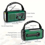 Emergency Radio Solar & Hand-Crank USB Charging NOAA Alerts