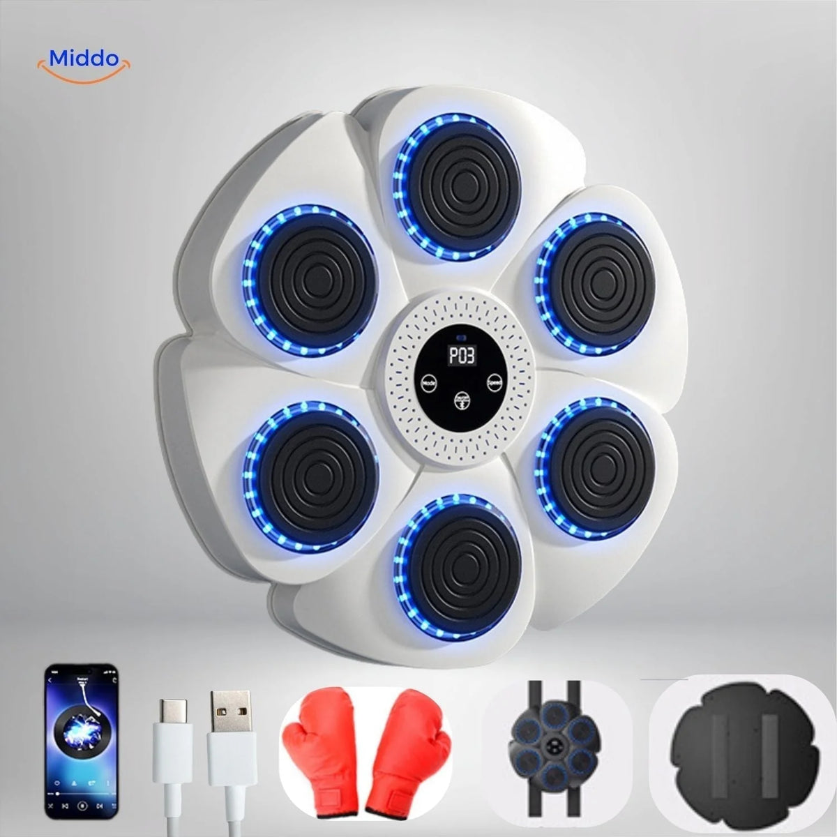 Smart Boxing Machine Interactive RGB Lighting & USB Rechargeable