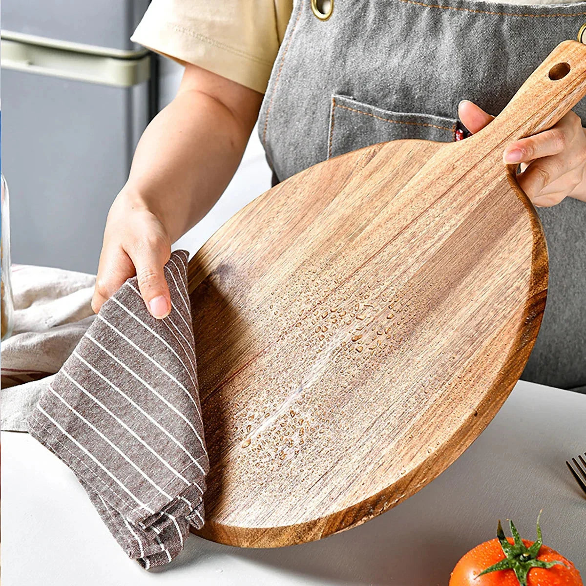 Cutting & Serving Board Acacia Wood Round Handle