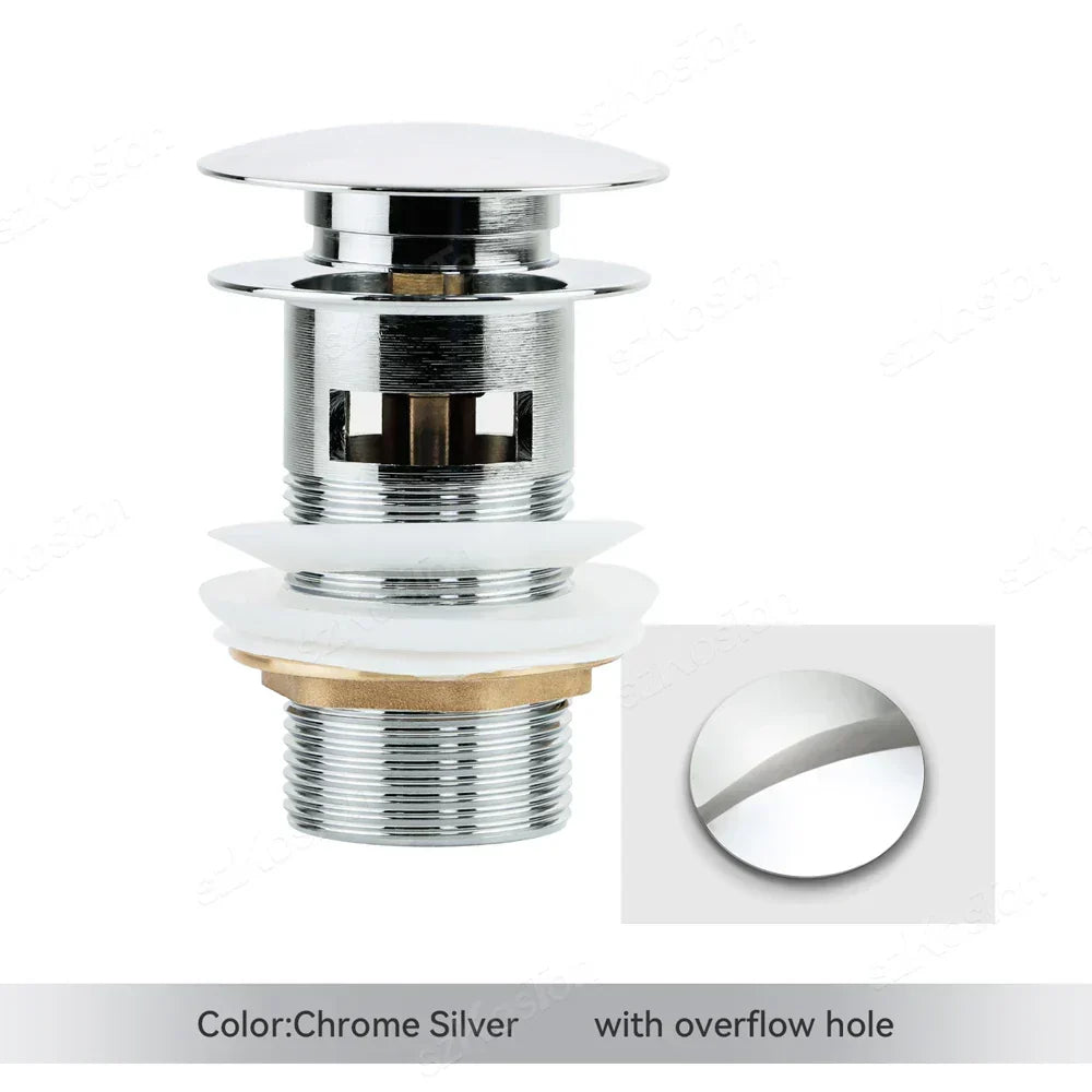 Pop-Up Drain Plug Brass & Stainless Set of 2