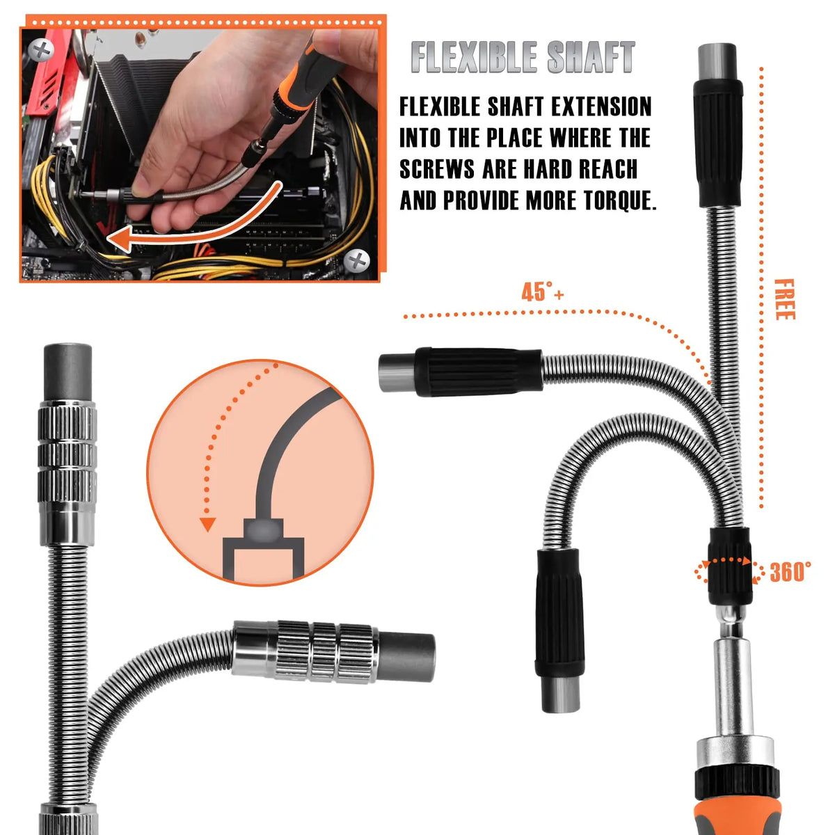 Ratchet Screwdriver Set 68-in-1 Magnetic Bits Ergonomic Grip