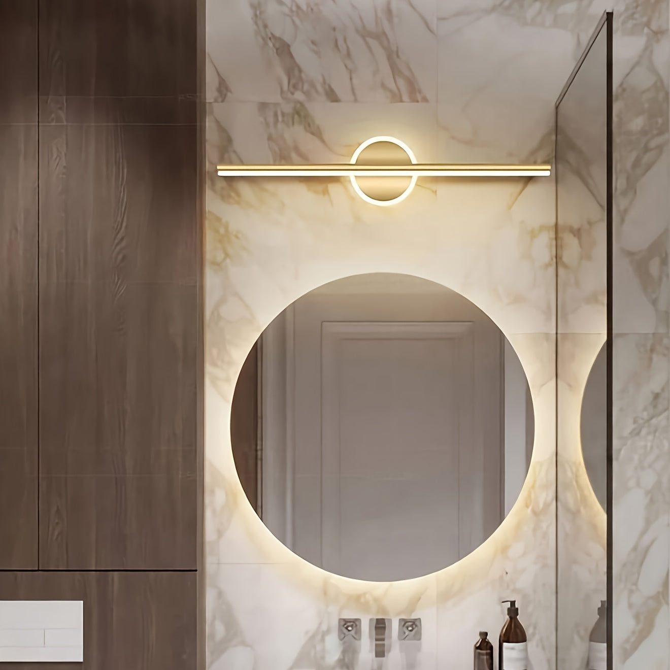 Minimalist Wall Lamp with LED Mirror – Black and Gold Design