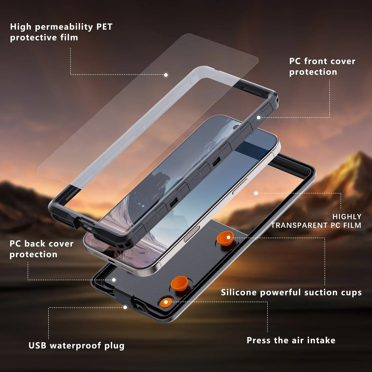Waterproof Phone Case Set of 2 IP68 Universal Fit